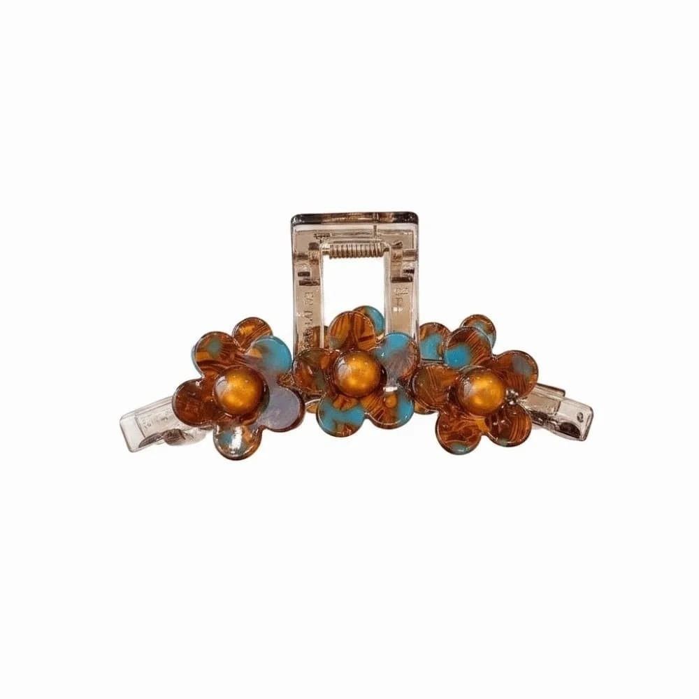 Tortoise Shell Acetic Acid Hair Claw Large Size Three Flower Floral Shark Clip Strong Spring Double Row Teeth Acetate Hairpins