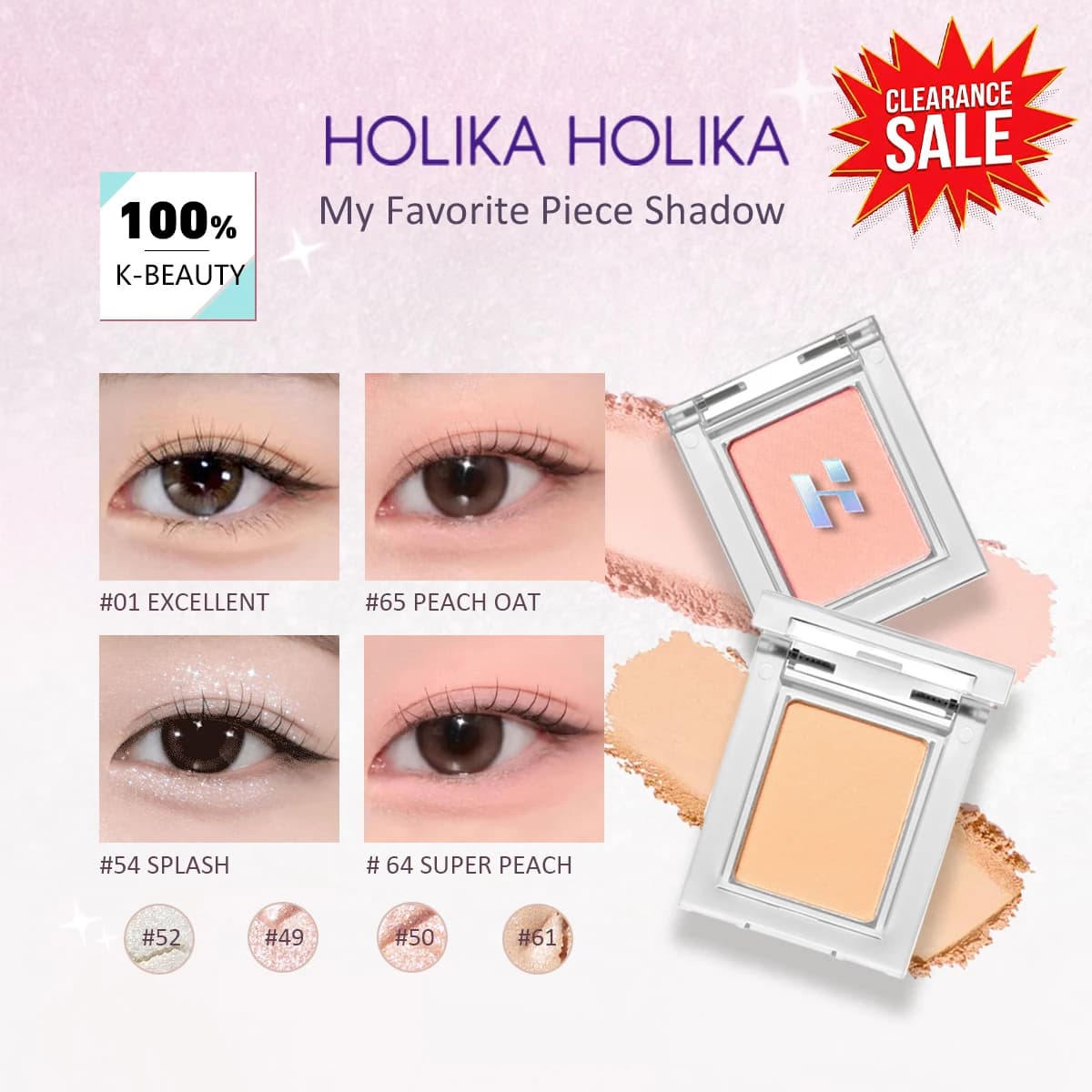 [Saldi] HOLIKA HOLIKA My Favorite Piece Shadow 01-65, Texture in Polvere Fine, Finitura Luminosa Naturale, K-Beauty, Trucco Coreano