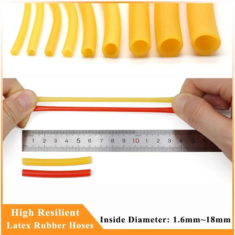 1-20m Latex Rubber Hoses ID 1.6~18mm OD 3.2~22mm High Resilient Surgical Medical Tube Yellow DIY Slingshot Catapult Elastic Band