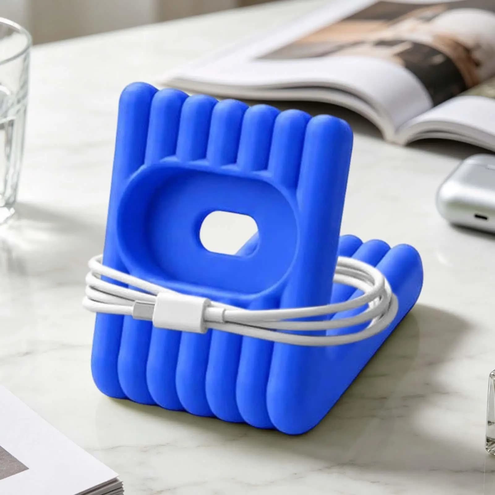 Phone Charging Stand Desktop Storage Base, Cord Organizer Holder, Tidy Charging Cables For Mobile Devices, Bedroom Bedside Table