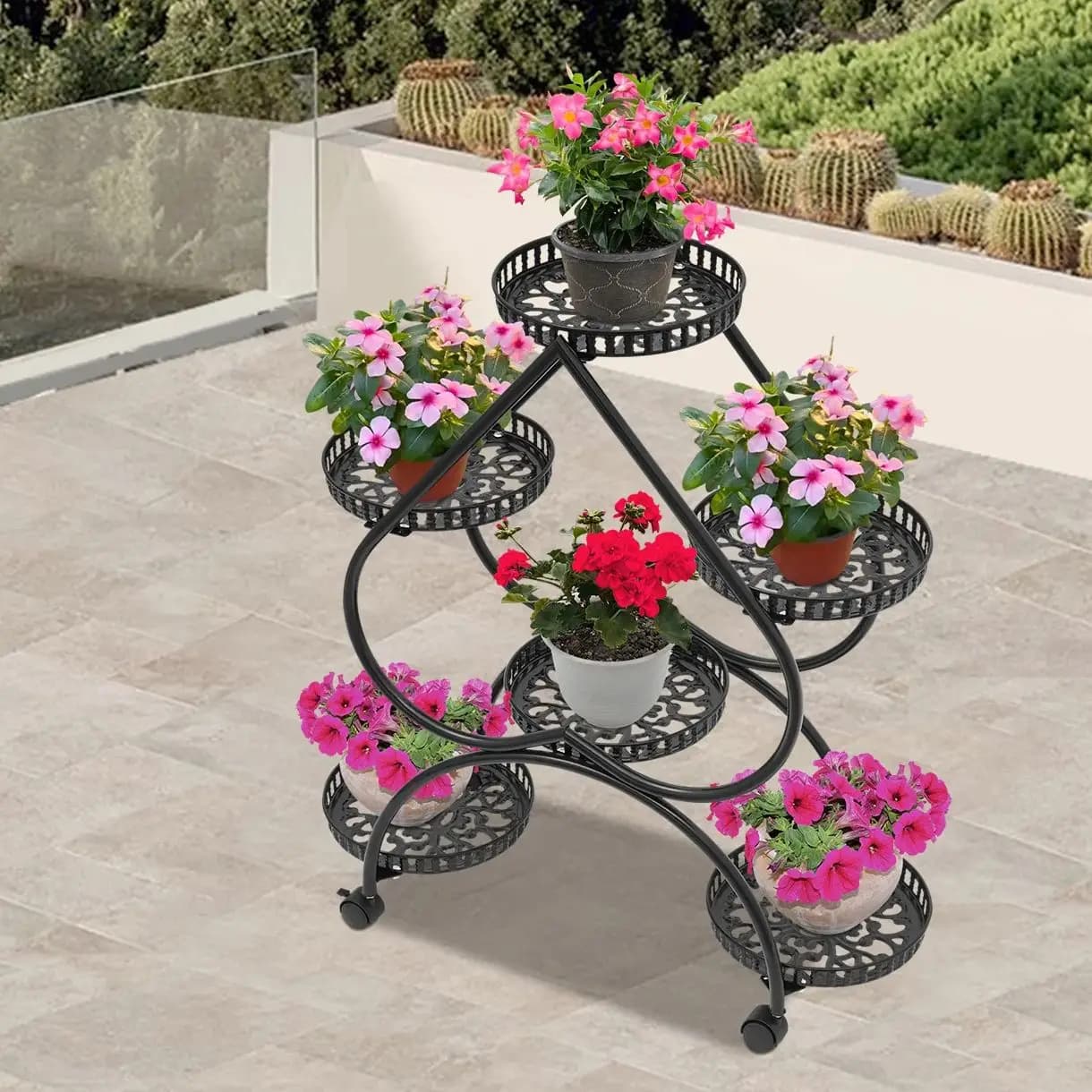 6 Tier Plant Stand Metal Flower Pot Rack Multiple Holder Planter Rack for Indoor and Outdoor