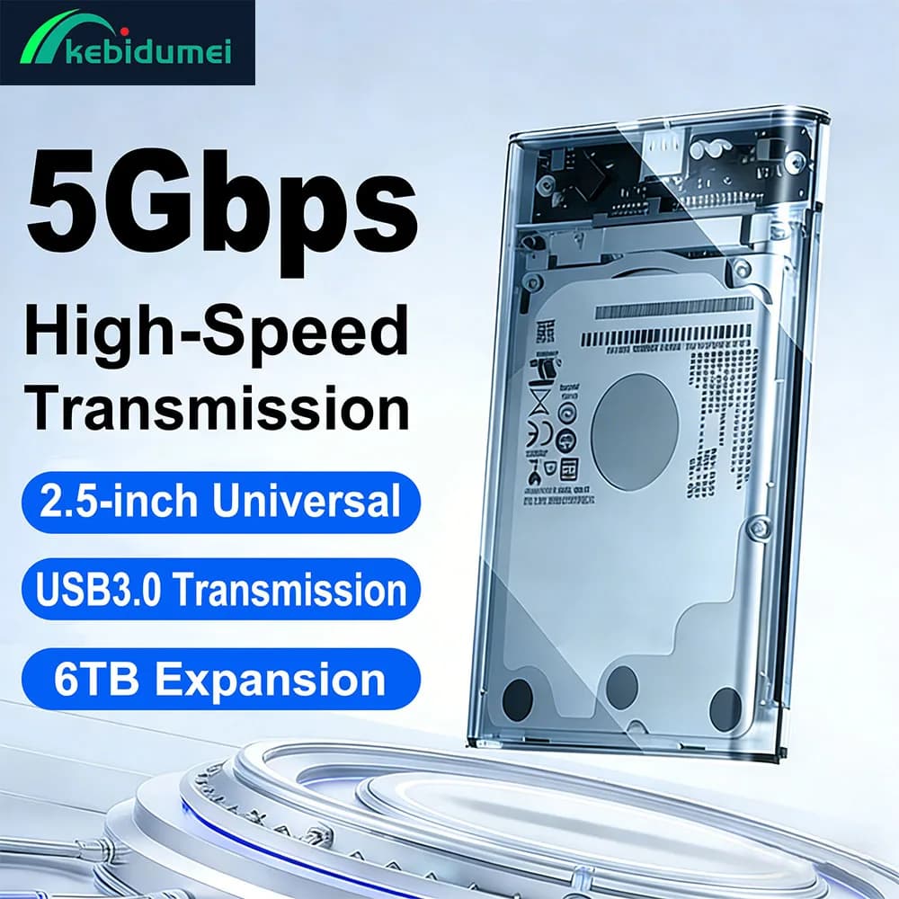 Custodia Trasparente per HDD Kebidumei, Box Esterno per SSD da 2,5 Pollici, Adattatore SATA a USB 3.0 Tipo-C 3.1