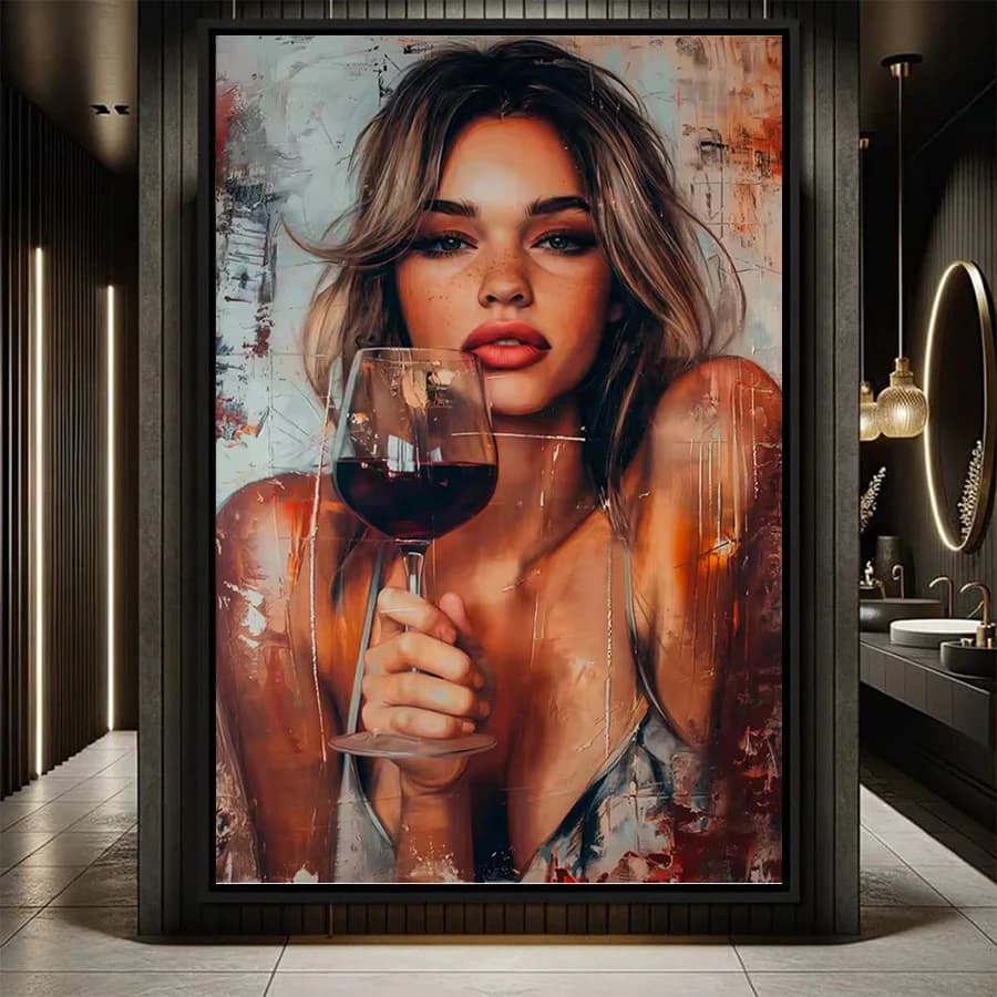 Kit di immagini per ricamo con diamanti 5D Nuovo pop art moderno Bicchiere da vino da donna sexy Pittura con diamanti Mosaico Decorazione punto croce Gif