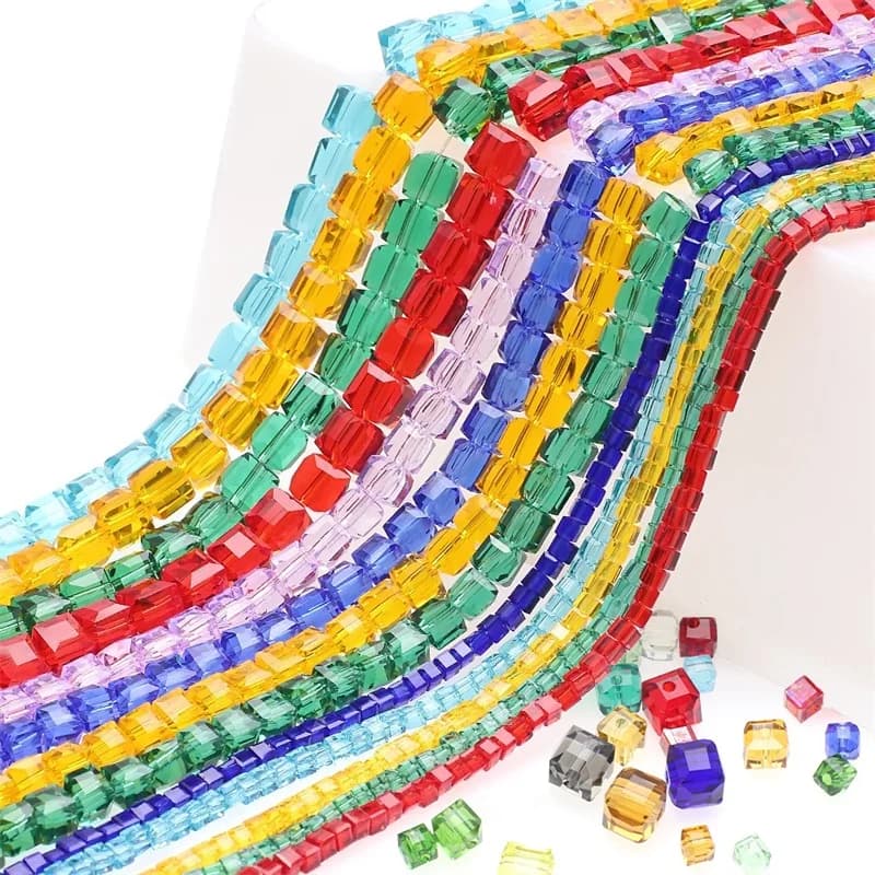 HOT 4/6/8mm Austria Cut & Faceted Austria Crystal Cubic Square Glass Beads for DIY Jewelry Making Necklace Bracelets Accessories