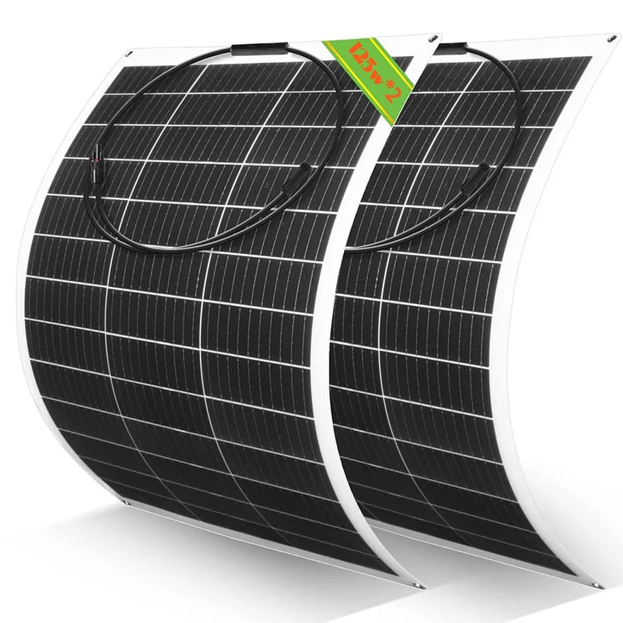 2 Pezzi Pannello Solare Flessibile 125W 250W 12V Monocristallino ETFE per Camper, Roulotte, Barca, Motorhome, Campeggio all'Aperto