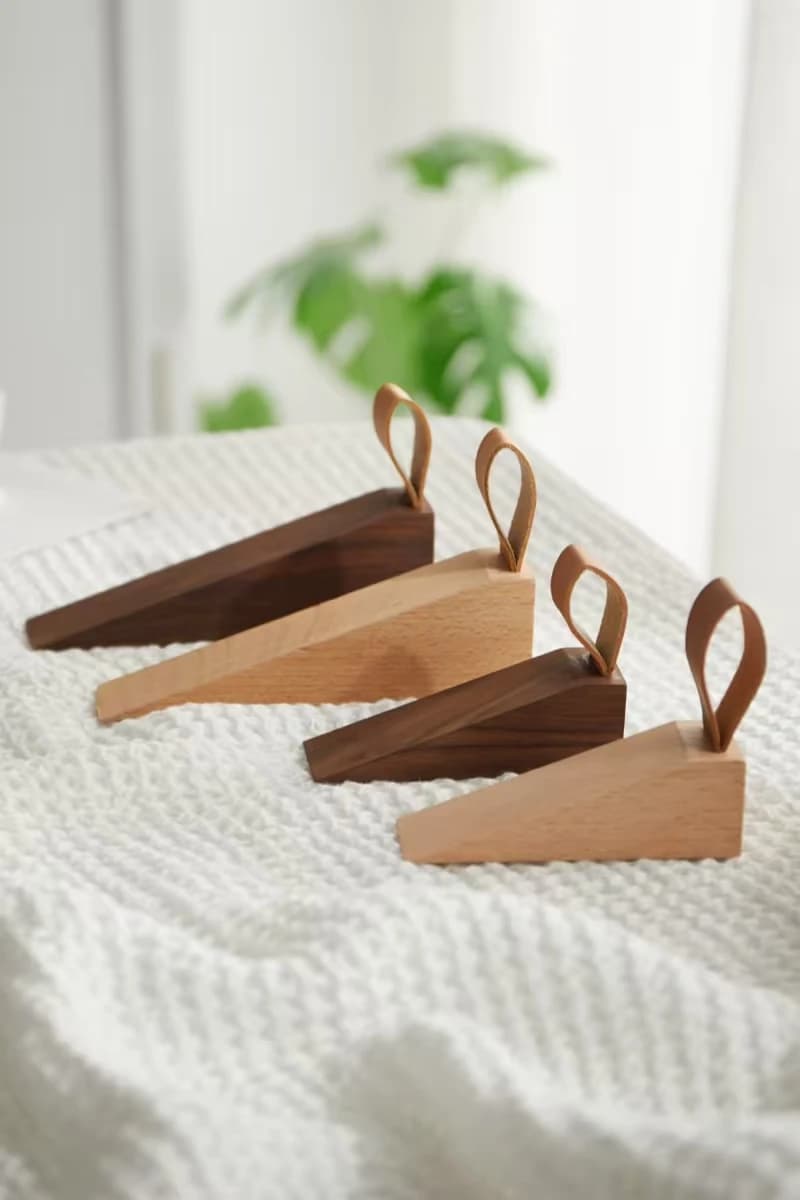 Nordic solid wood door stopper heightened creative bedroom movable top door anti-closing door plug wooden anti-collision door st