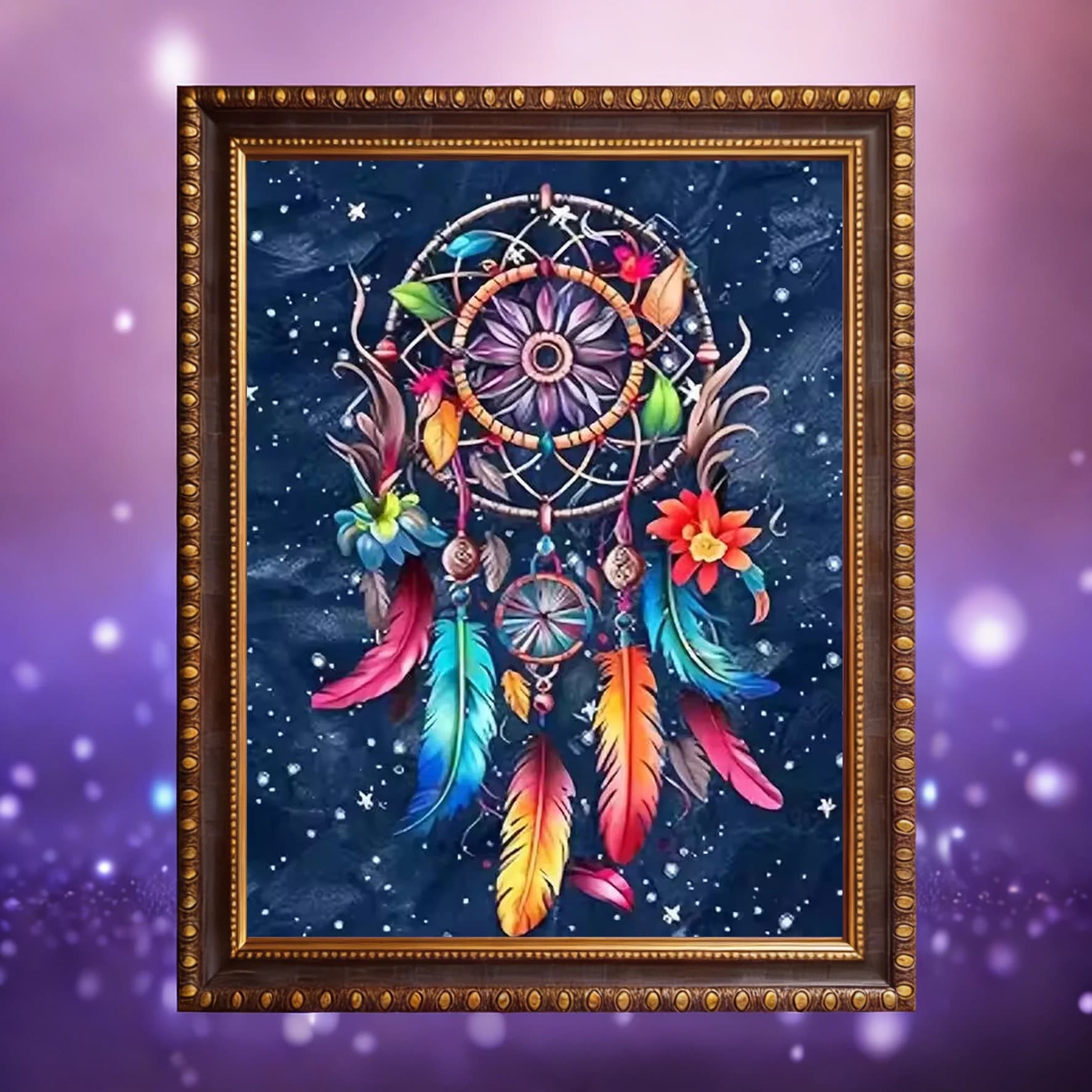 AZQSD Diamond Painting Kit Dreamcatcher Landscape Cross Stitch Mosaic Feather Rhinestones Full Kits Square Round Home Decor