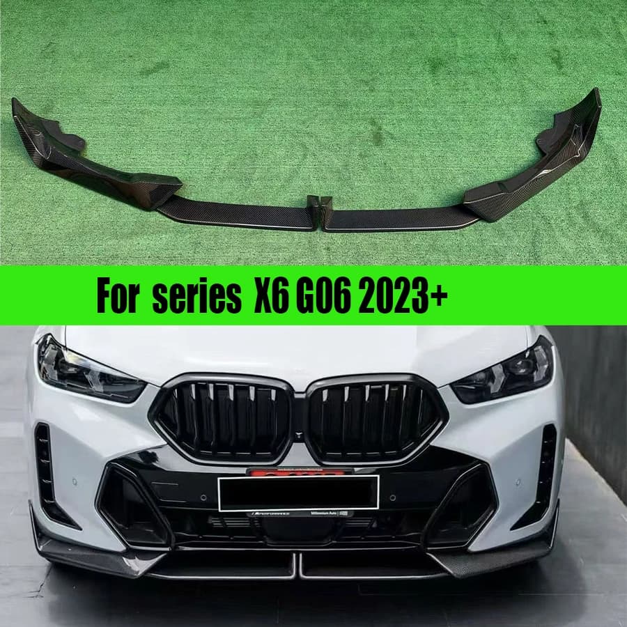 For BMW X6 G06 2023+ Carbon Fiber Front lip Diffuser Car Front Bumper Diverter Spoiler Diffuser Front lip chin body kit