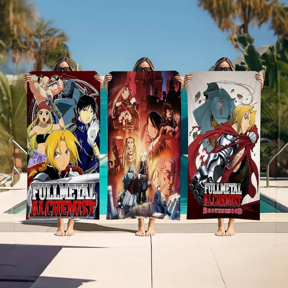 Asciugamano da Spiaggia Anime F-Fullmetal A-Alchemist, Morbido e Assorbente, Regalo per Bambini, Viaggi, Campeggio, Palestra