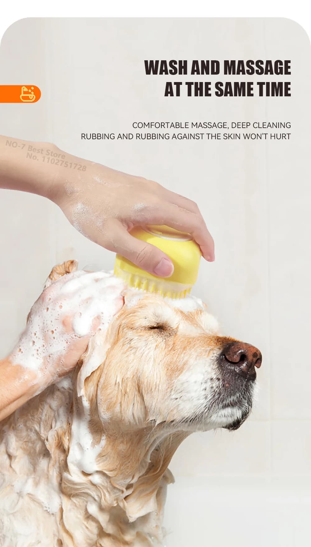 Spazzola per il Bagno dei Cani, Spazzola Massaggiante per Animali Domestici con Dispenser di Shampoo, Spazzola Morbida in Silicone con Setole in Gomma per Cani e Gatti, Strumento per la Toelettatura sotto la Doccia