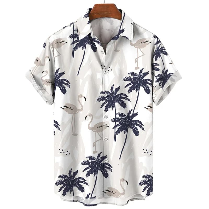 Camicia con stampa 3d di palma hawaiana per uomo camicie a maniche corte da strada estive fresche top camicetta oversize con bottoni con risvolto