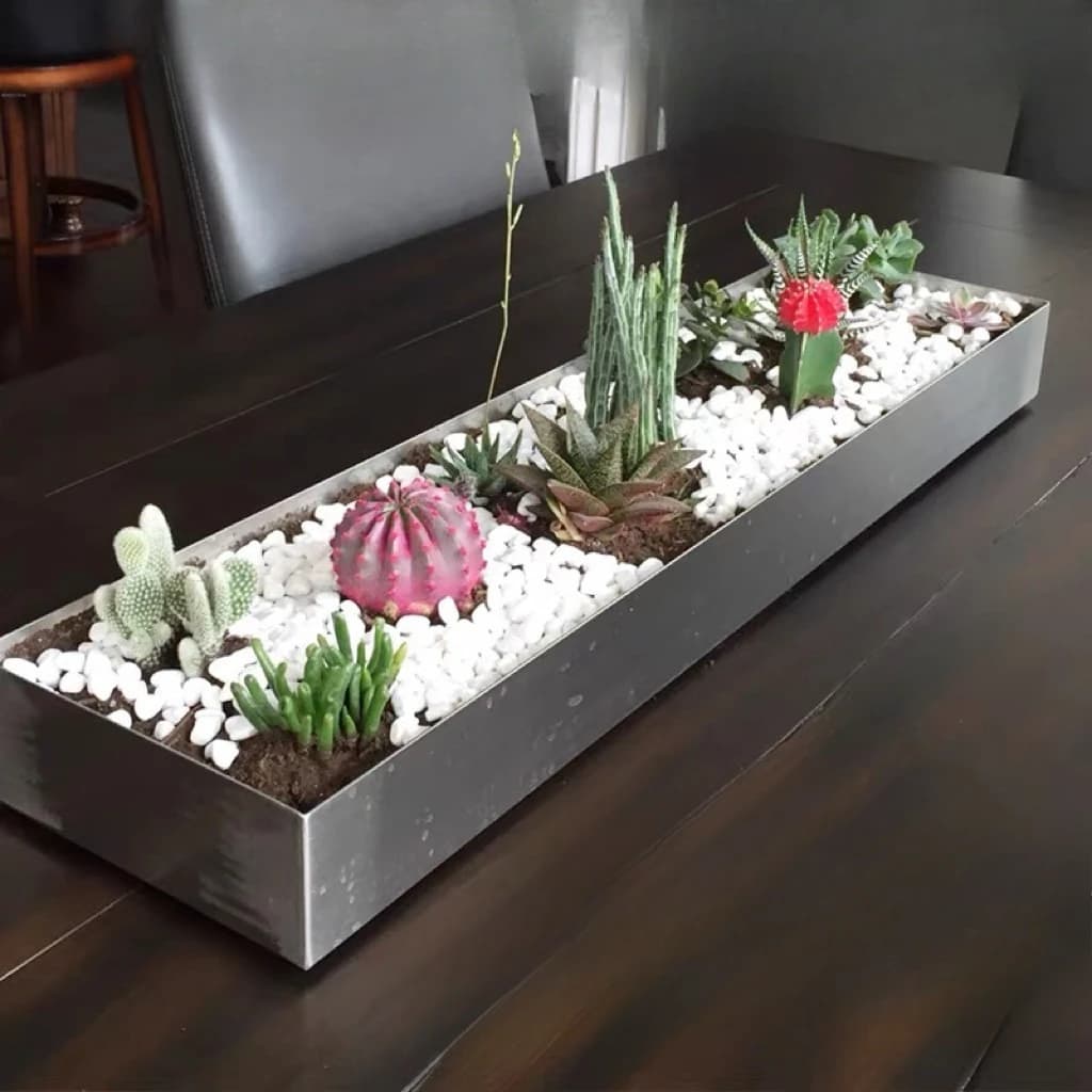 Fioriera Rettangolare Saldata al Laser, Contenitore per Piante Succulente, Vaso Antiruggine Impermeabile per Balcone e Giardino Esterno