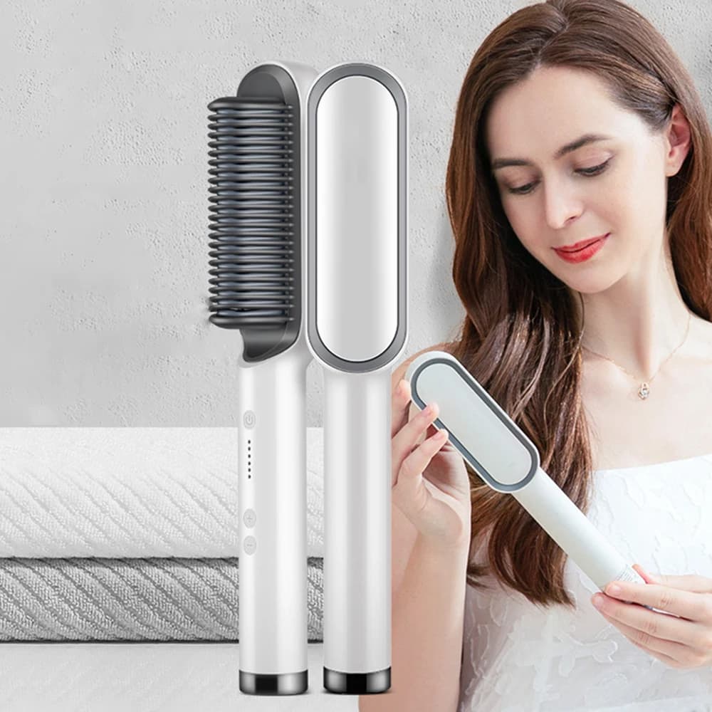 Hair Plate Brush Ring Hair Plate Pettine Brush for Smooth for Women with Steak Pettine Electric Heating Combo