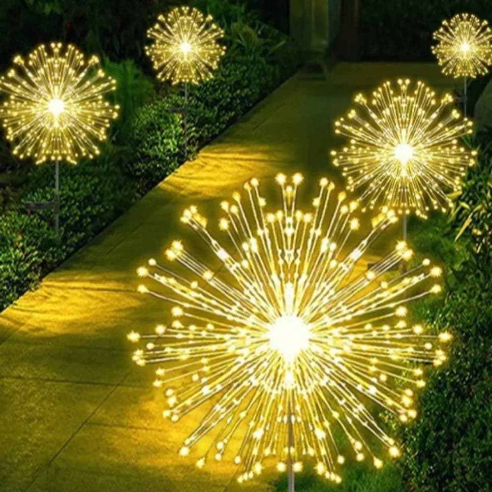 150LEDs Solar Lamps Fireworks Path Lights Outdoor Waterproof Garden Decor Lamps for Yard Pathway Lawn Wedding Party