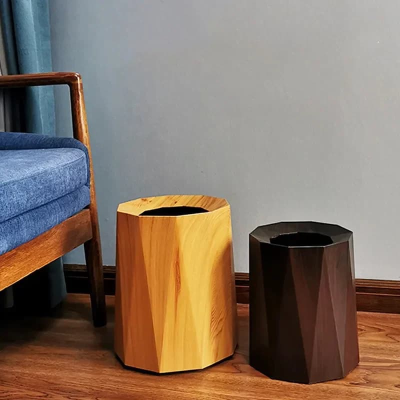 Pattumiera in plastica PP Cestino per la casa Cestino per rifiuti imitazione venature del legno Doppio strato Bidoni per rifiuti Decorazione Bidone della spazzatura Pattumiera Cucina