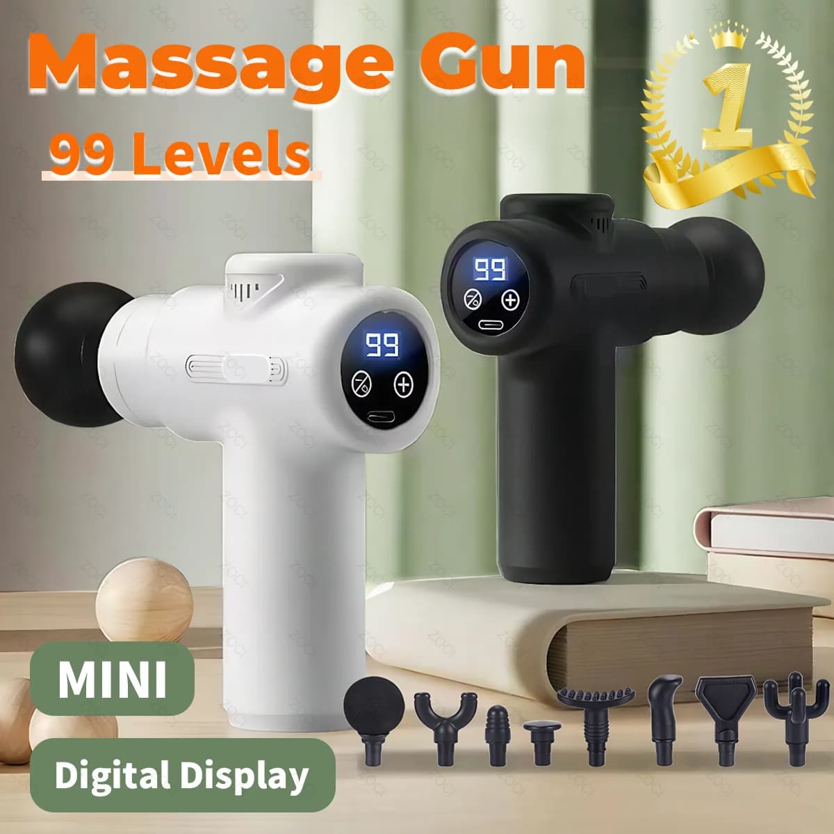 99 Level Massage Gun Mini Muscle Massage with Deep Fabric Vibration Portable Strap Gun Massage with Digital Body Display