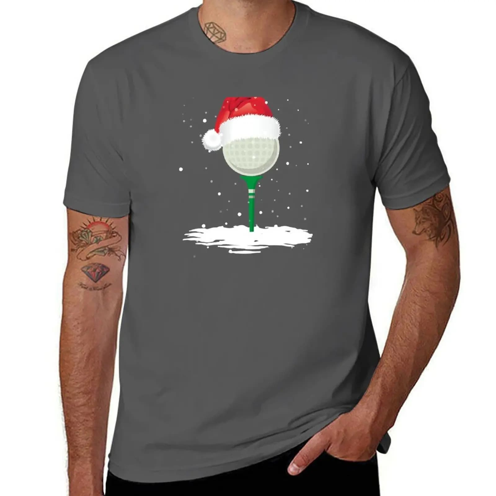 T-shirt da golf natalizia basic per tutte le stagioni, tinta unita