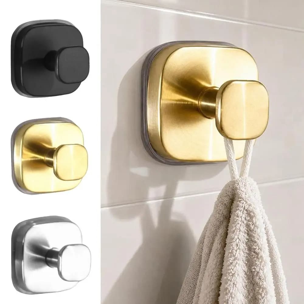 1Pc Portable Stainless Steel Suction Cup Hooks No Drill Removable Wall Hanger Heavy Duty Reusable Suction Hook Home