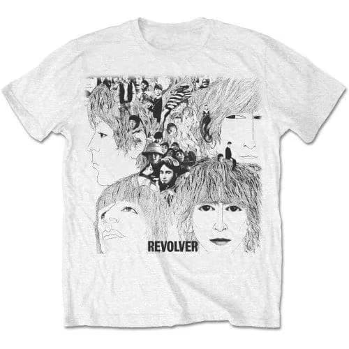 T-shirt grigia con copertina dell'album Revolver dei Beatles, maglietta classica da uomo in stile rock, perfetta per i fan che amano il rock psichedelico e il design vintage
