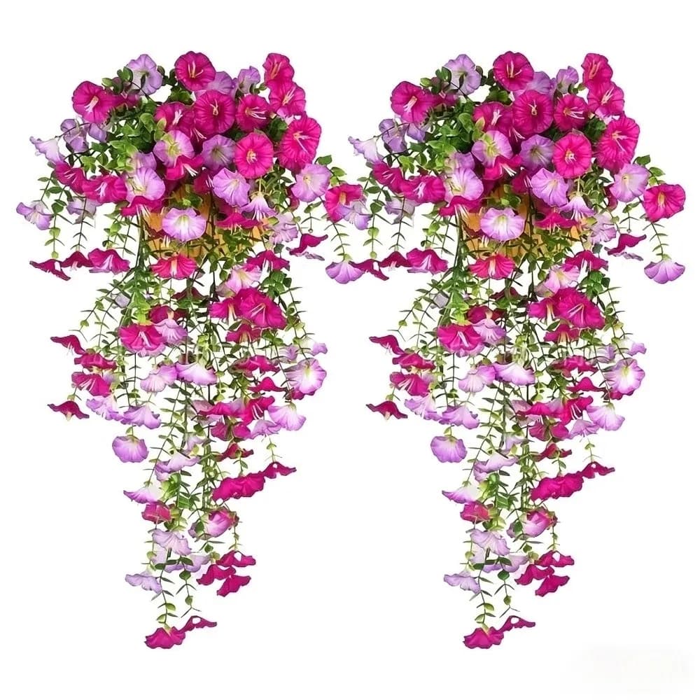 Decorative Plastic Artificial Flower Vine 5 Forks 75cm Artificial Morning Glory Fake Plant Hanging Flower Vine Wall Decor