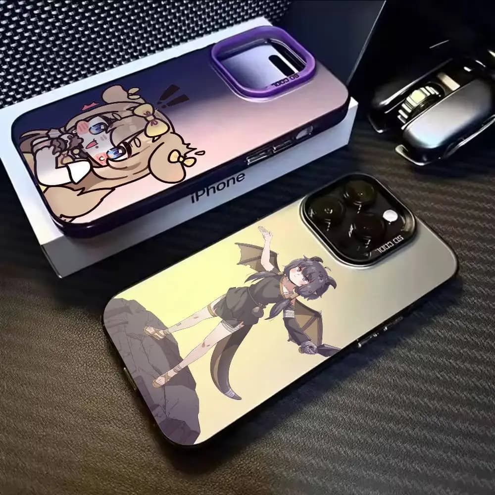 Custodia per telefono Game Trickcal Chibi Go Cute per iPhone 17, 16, 15, 14, 13, 12, 11, Mini, Pro, E, MAX, Cover Bianca Opaca Effetto Caramella