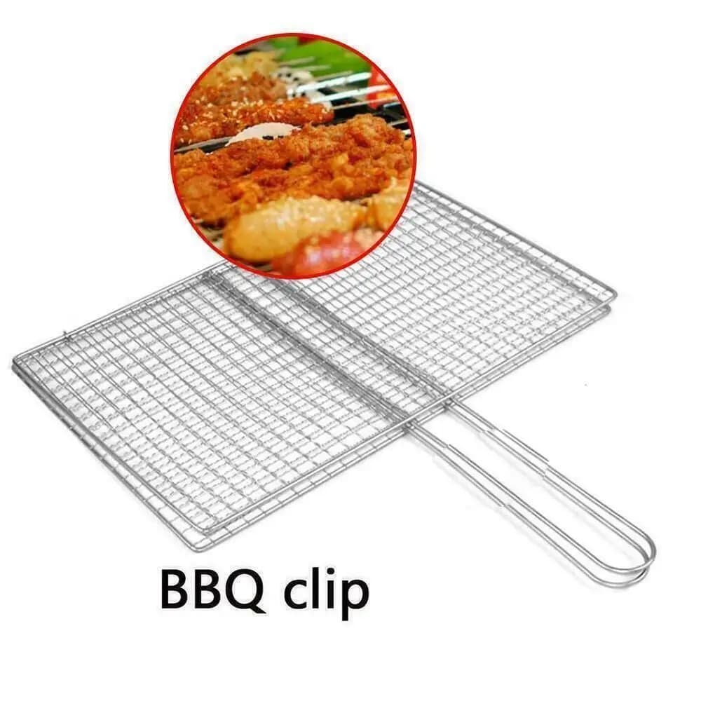 Rete per barbecue Morsetto a rete in ferro Cestino per grigliare Griglia Strumenti per barbecue Rete per bistecche Carne Rete per pesci Rete per pesci alla griglia per verdure Picnic da campeggio