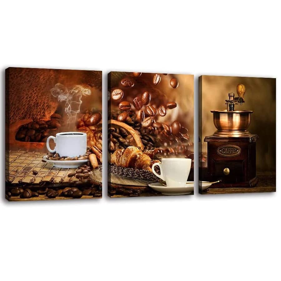 Coffee themed diamond painting kitchen coffee beans cross stitch coffee cups diamond embroidery mosaic coffee machines triptych
