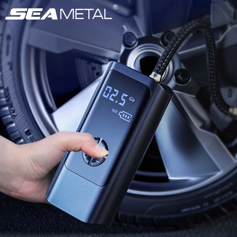 SEAMETAL 12V pompa ad aria portatile compressore d'aria per auto 8000mAh gonfiatore ricaricabile pompa gonfiabile per pneumatici Wireless per auto moto