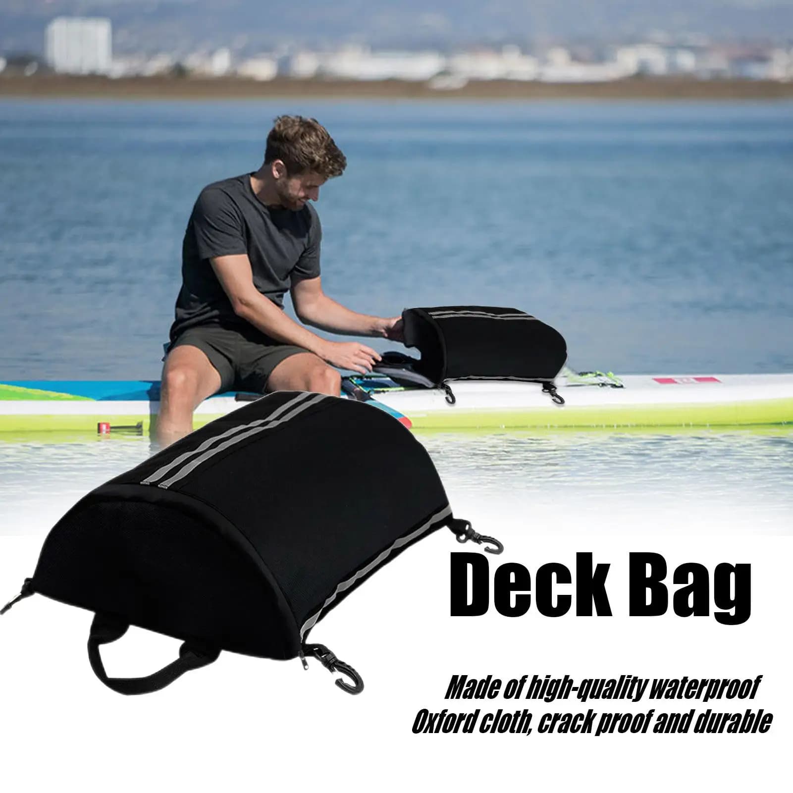 Borsa per paddle board Borsa per riporre il ponte impermeabile da surf portatile da esterno per kayak Paddle Board con striscia riflettente con fibbia di fissaggio