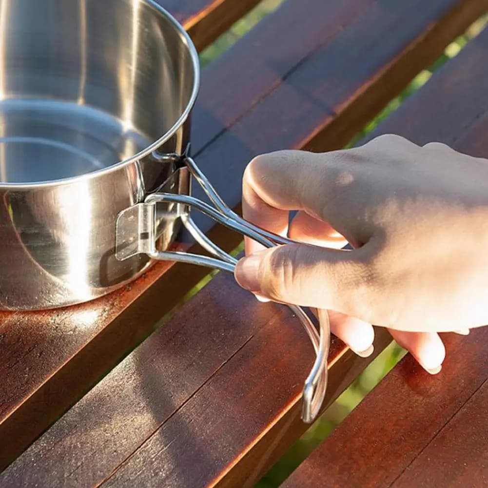 Food Grade Stainless Steel Cookware Stackable Stainless Steel Camping Cookware Set Outdoor Cooking Pot Frying Pan Plate for 1-3