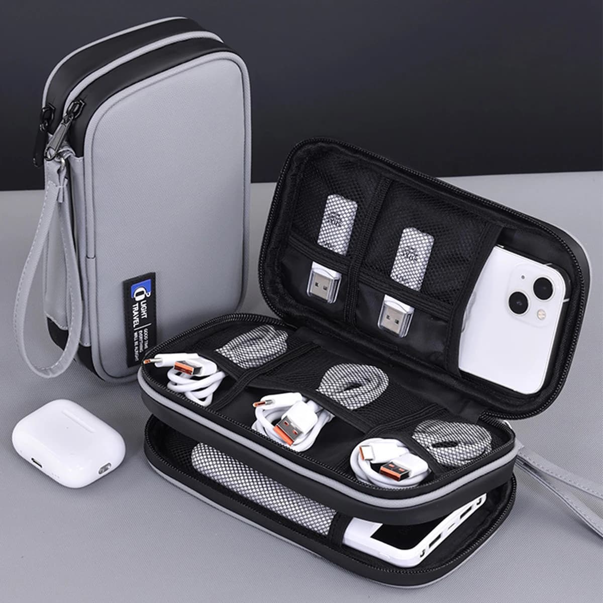 Custodia per cavo dati a doppio strato Cuffie per mouse Power Bank Accessori digitali Organizzatore Borse per passaporto per documenti da viaggio