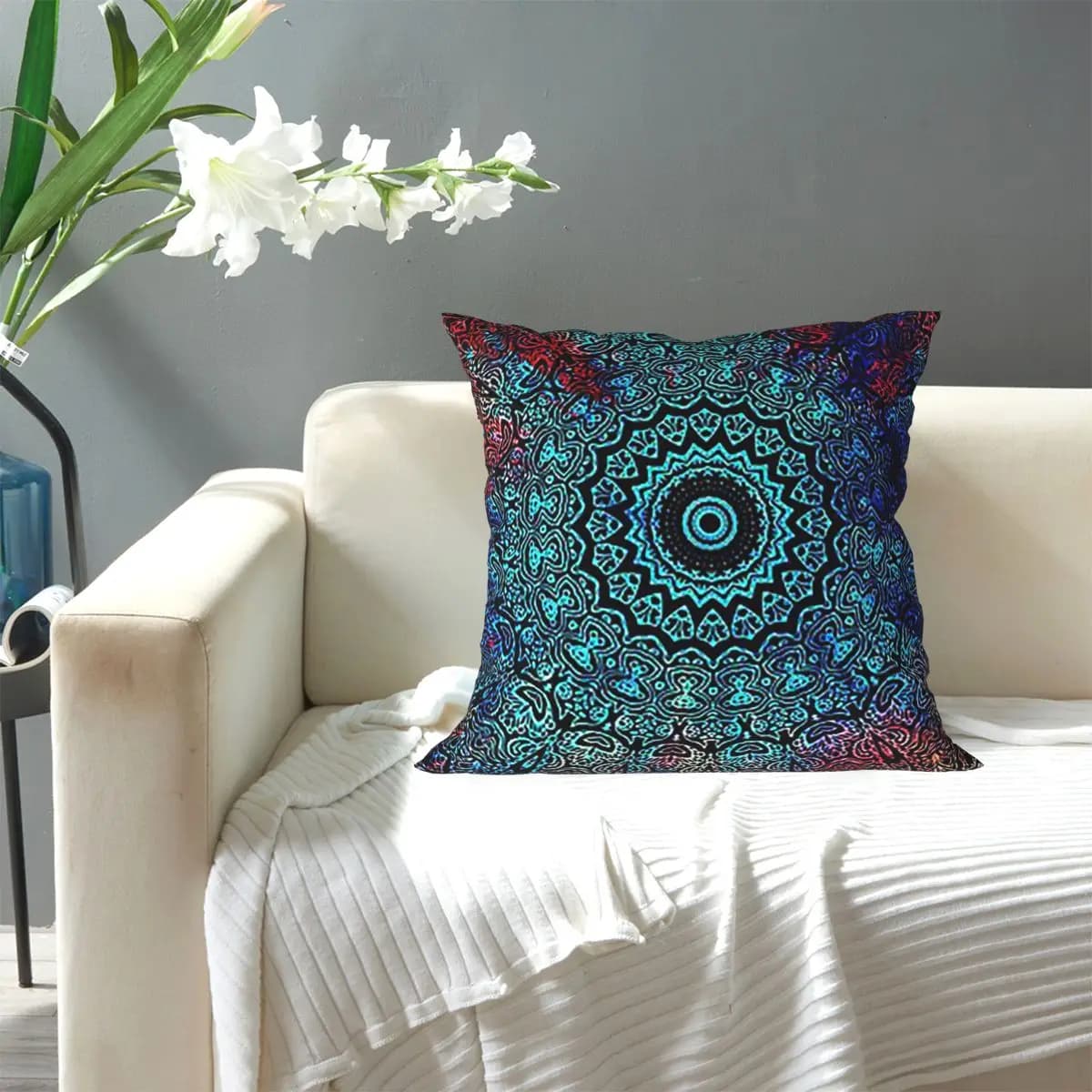 Bohemian Passion Mandala Zen Yoga Meditation Square Pillowcase Pillow Cover Cushion Decor Throw Pillow for Home Living Room