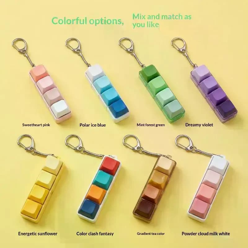 4 Keys Finger Button Mechanical Keyboard Keycaps Colorful Keychain Fidget Toys Press Keyboard Games Key Toy