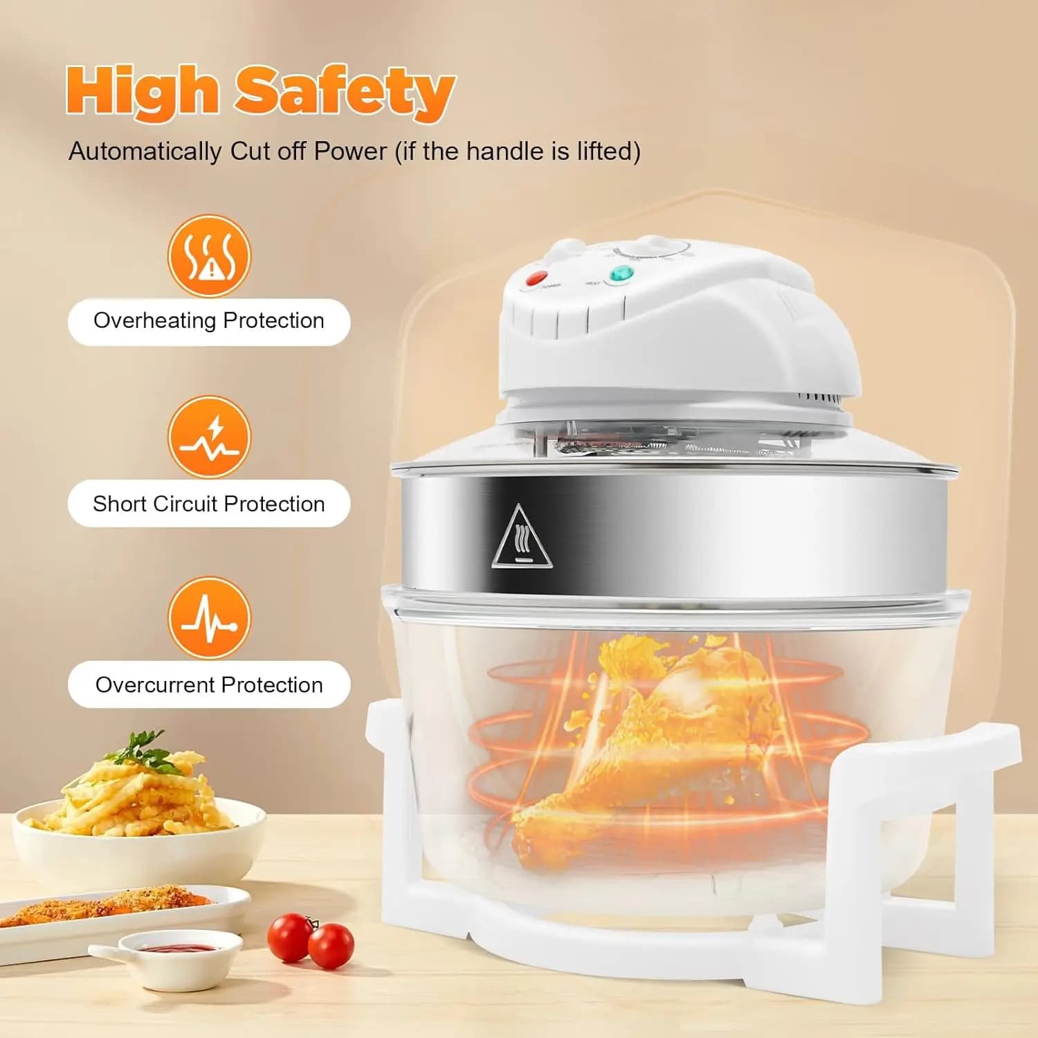 17 Liter glass air freshener Electric turbo convection oven with temperature controls Grill Roaster Baker Multi-functional cooker