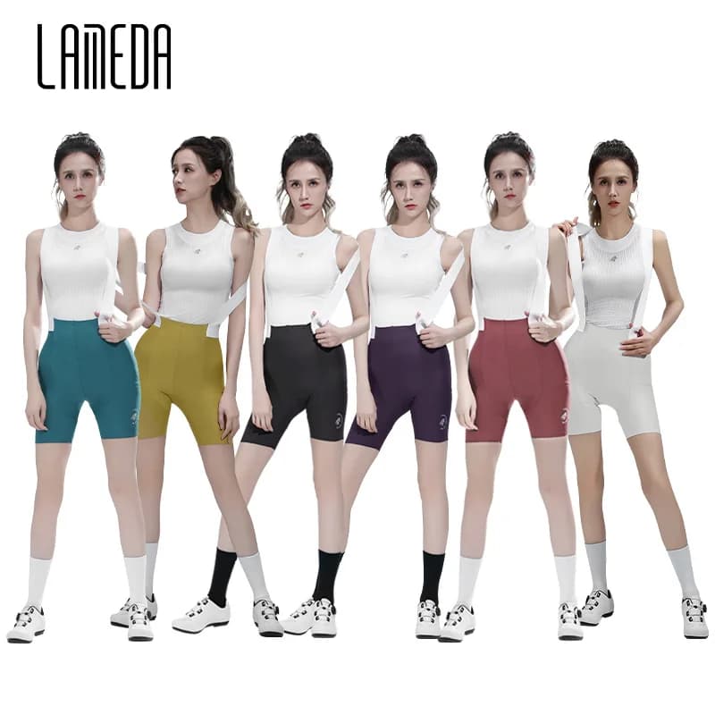 LAMEDA Cycling Knitwear Women's Bike Shorts Padded High Waist Cycling Clothing MTB With Back Pockets Cycling Pants UPF 50+ for Women