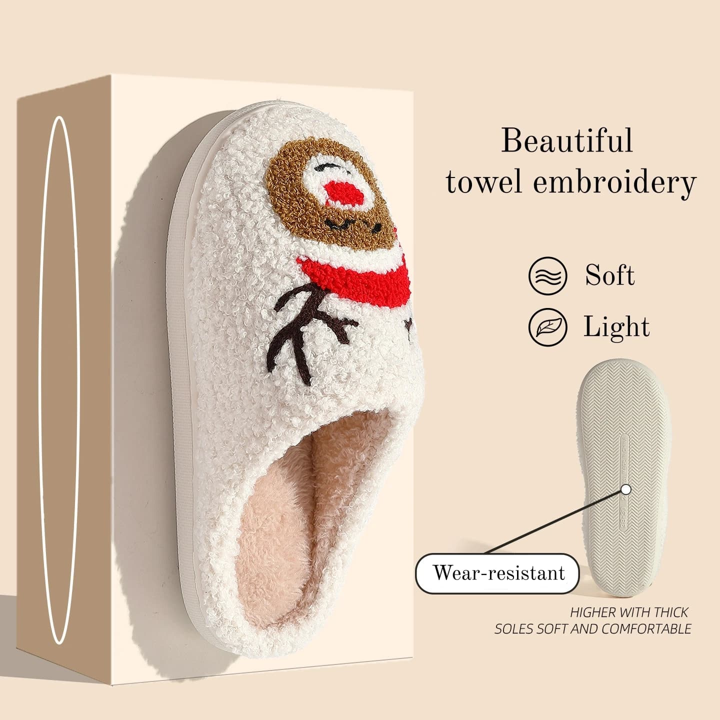 Pantofole natalizie da donna calde alla moda da uomo Simpatico Babbo Natale con motivo ricamato Scivoli per coppie Sandali pelosi Famiglia Scarpe di peluche