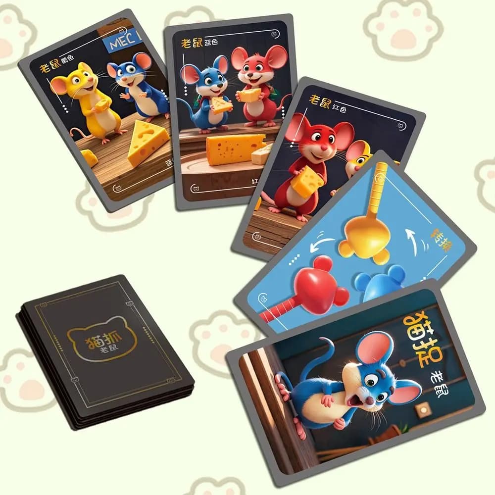 Giochi da Tavolo con Gatti Cartoon che Catturano Topi, Carte Divertenti, Pensiero Logico, Giochi di Carte Intrattenenti, Gioco Educativo, Gioco di Memoria