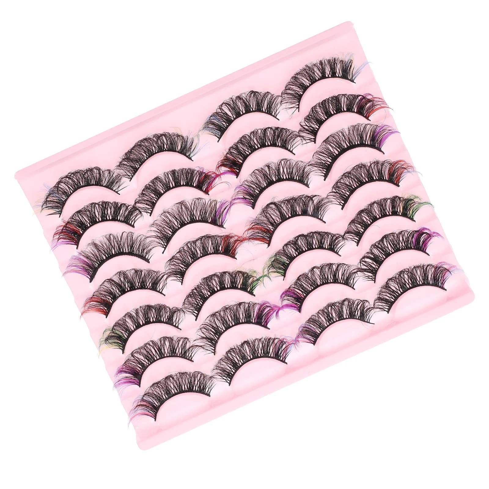 14 Paia di Ciglia Finte Colorate a Ciuffetti, Extension Ciglia Imitazione per Uso Quotidiano, Cosplay, Trucco Scenico, Curvatura Naturale, Spesse