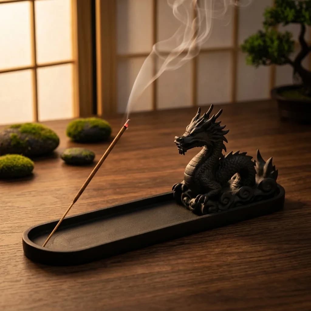 Zen Dragon Stick Incense Burner 3D Printed Zen Incense Holders Ash Tray Spiritual Meditation Home Tabletop Decor Ornaments Gifts