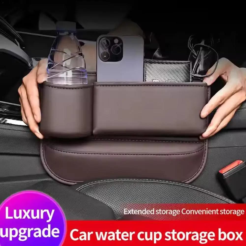Scatola portaoggetti Multifunzione per riempitivo per seggiolino auto Borsa portaoggetti a prova di perdite Portabicchieri Scatola portaoggetti per slot per sedile in pelle PU