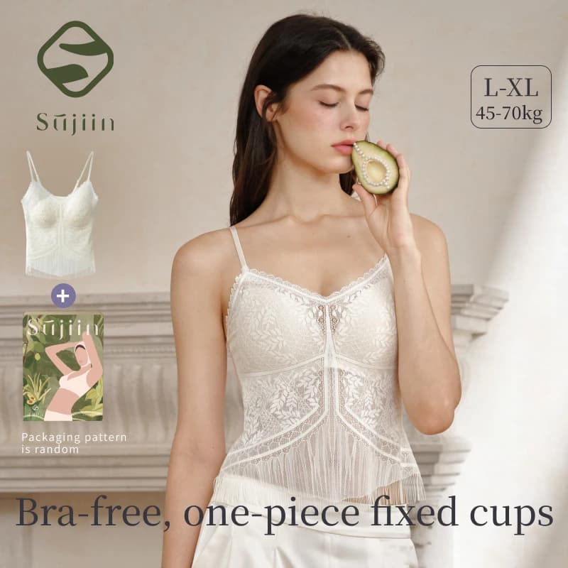 SUJIIN Sexy Canotta in pizzo Canotte Donna 2025 Estate senza maniche Bellissimo retro Top Lady Semplice Casual Tees Donna Abbigliamento XD001