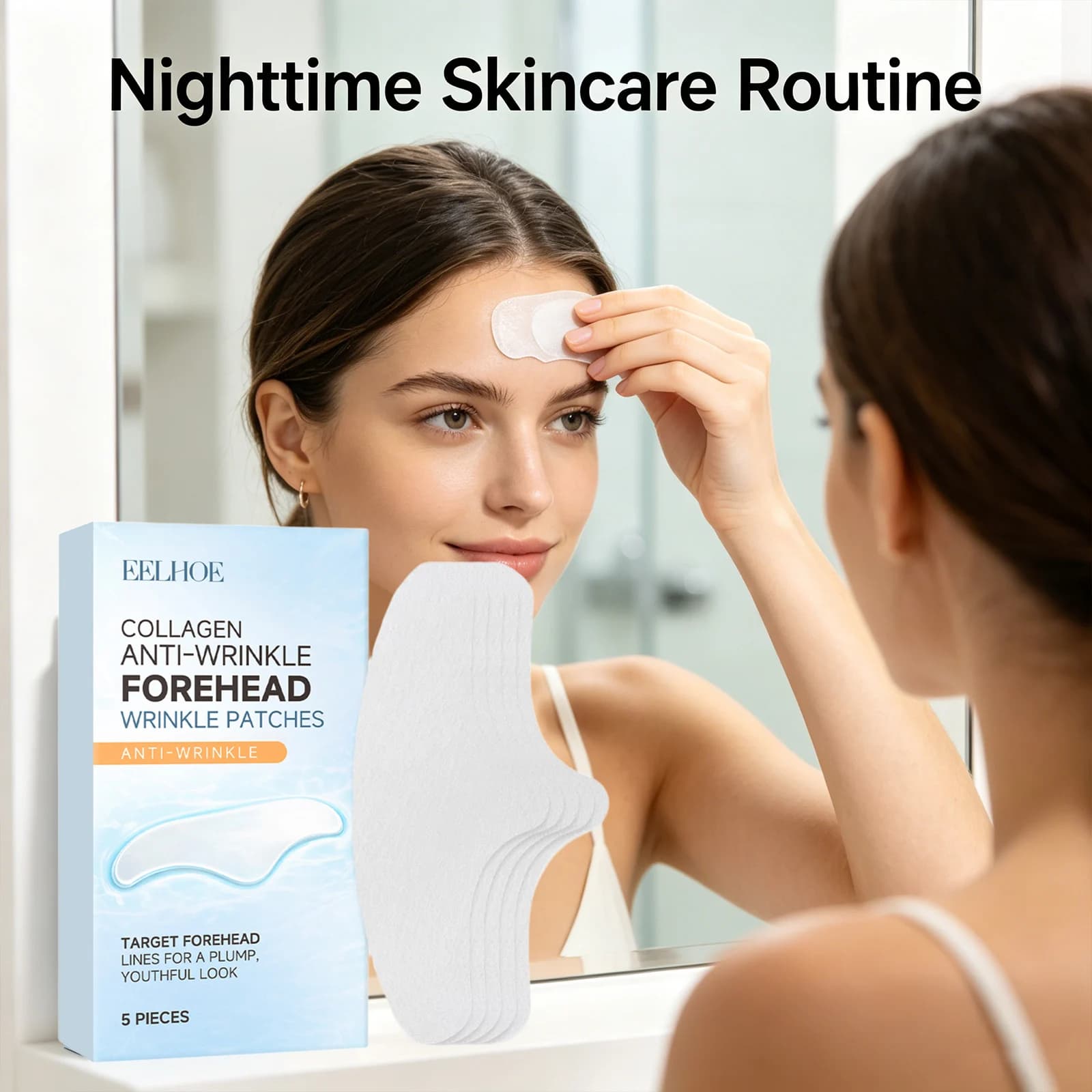 Collagen Anti-Wrinkle Forehead Patches Reduce Fine Line Tighten Pores Enhance Skin Firmness Hydrating Forehead Smoothing Patches