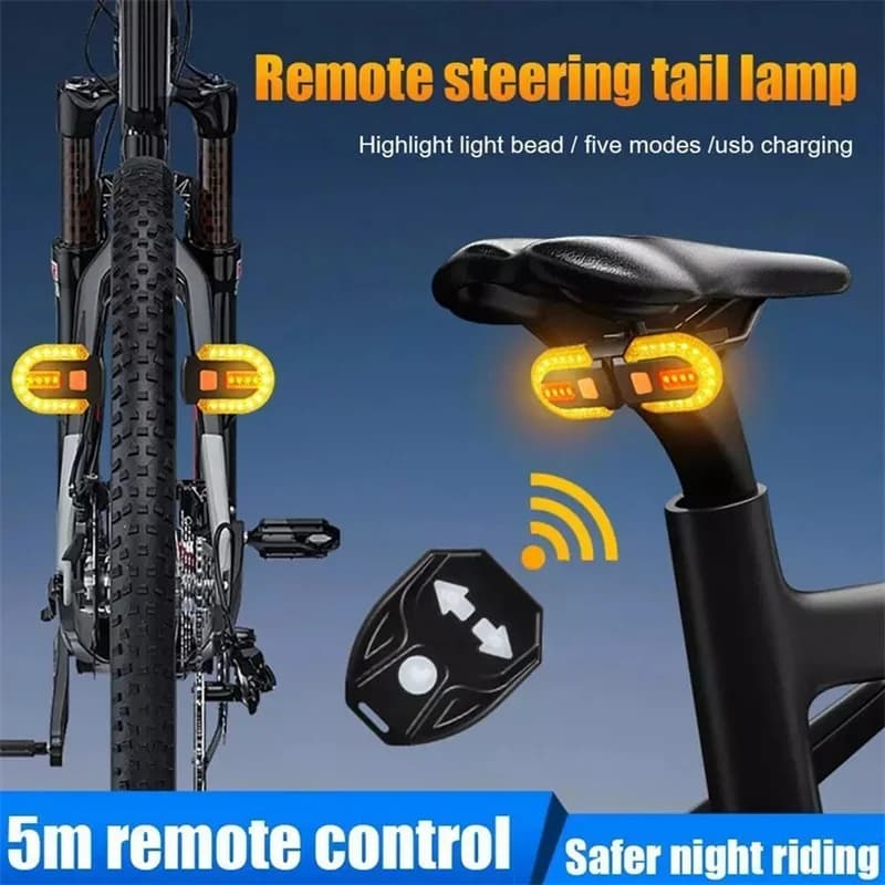 1 set di indicatori di direzione con telecomando per fanali posteriori per bici staccabili ricaricabili wireless ecologici