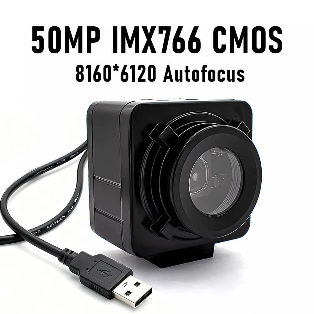 Webcam USB 4K 30FPS 50MP con Autofocus, Sensore IMX766 1/1.56", UHD Mini per Videoconferenze, Visione Artificiale e Applicazioni Industriali