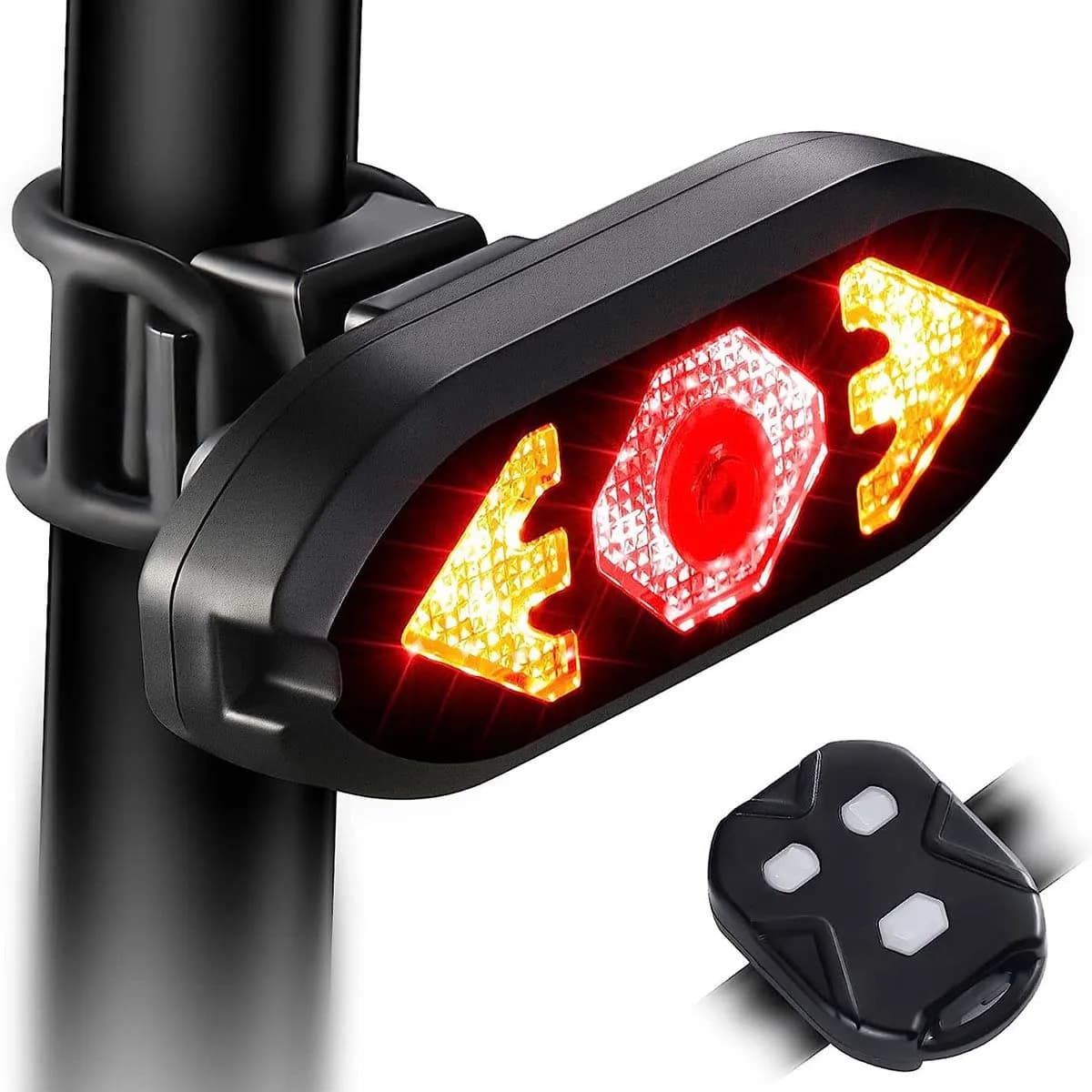 Indicatore di direzione per bici con telecomando Luce posteriore Indicatori fanali posteriori wireless per bicicletta Corno Illuminazione di avvertimento flash stroboscopico ricaricabile