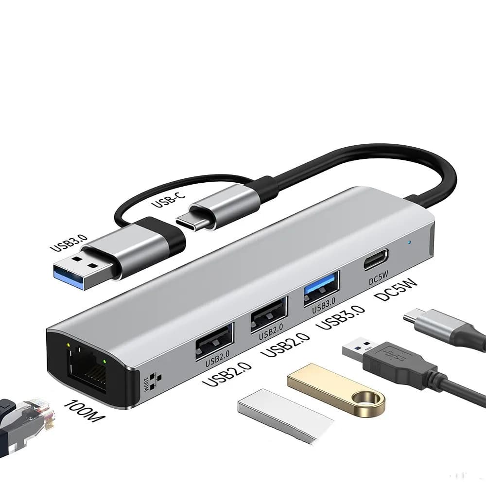 Hub USB C Adattatore Multiporta USB-C Tipo C 3.1 USB 3.0 Trasferimento Dati Gigabit Ethernet RJ45 1000Mbps Splitter per MacBook Pro Air