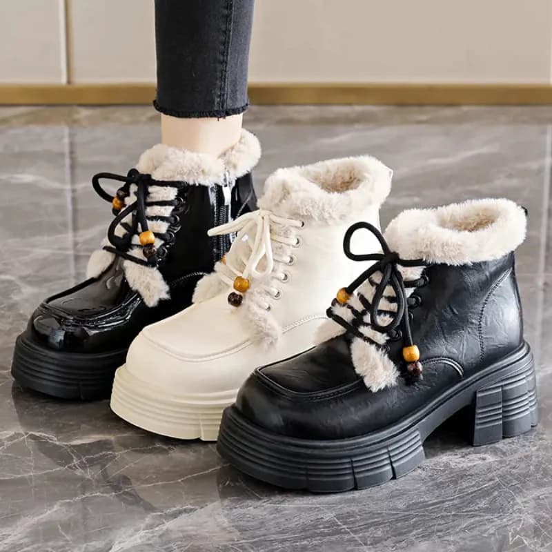 Stivali da neve da donna Stivali invernali in cotone spesso antiscivolo e impermeabili stile 2025 da donna con suola spessa Zapatillas
