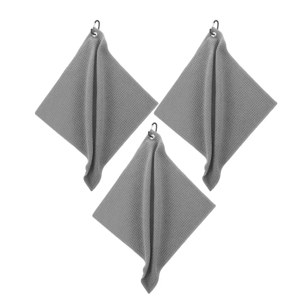3 Pack Microfiber Golf Towels Quick Dry Portable Cleaning Cloth for Golf Balls Clubs and Outdoor Sports