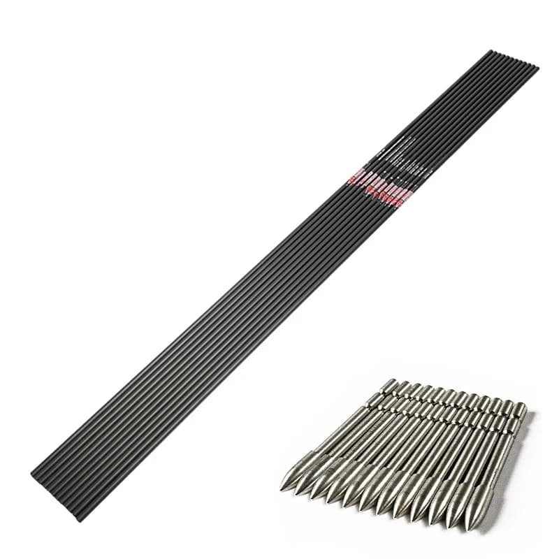 Frecce in Carbonio Linkboy Archery ID4.2 SP400-1800 con Punte per Arco Compound e Ricurvo da Caccia, 12 Pezzi