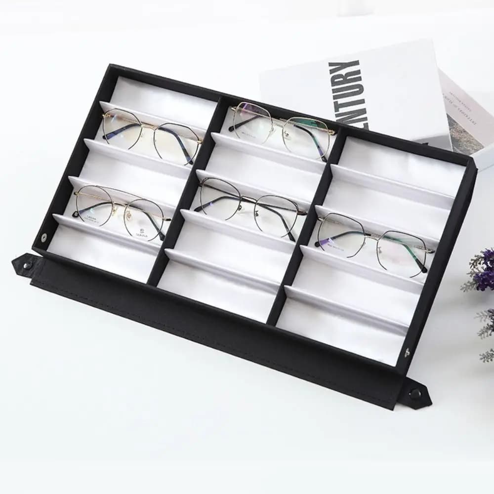 Simple 5/8/15 Slot PU Glasses Case Grids Eyewear Holder Sunglasses Box Jewelry Organizer Jewelry Display Box Hanging